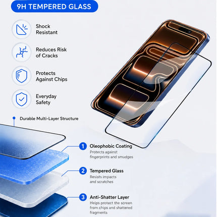 10-1 pcs Tempered Glass for IPhone 17 Pro Max 16 15 14 13 12 11 Promax Plus + Screen Protectors Full Cover Protective Screen Case
