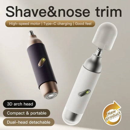 2 in 1 Electric Nose and Ear Hair Trimmers Men Electric Shaver Trimmer Groin Trimmer Nose Hair Trimmer with Light 3D Arch Head