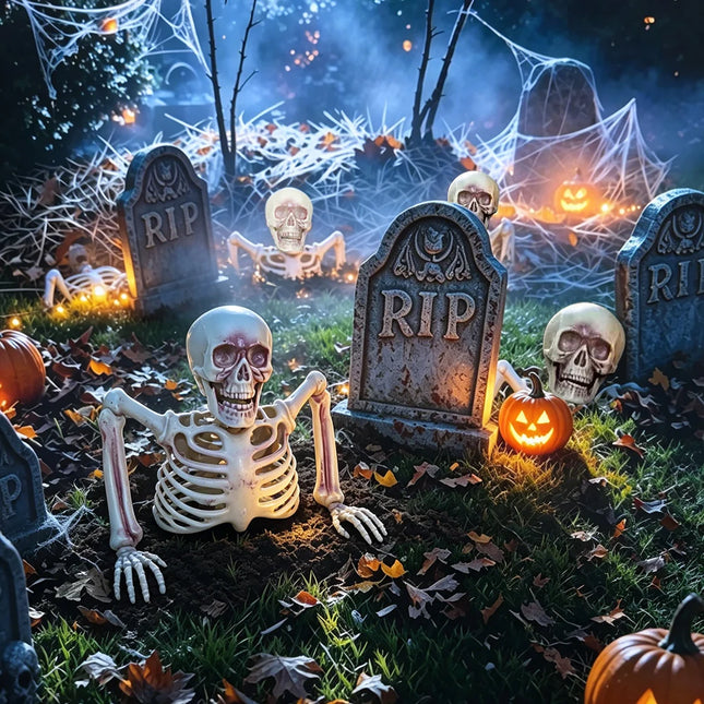 Halloween Decoration Half Body Skeleton Haunted House Horror Props Halloween Outdoor Courtyard Skull Decorations Halloween Party