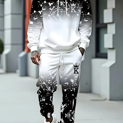 Autumn King 3D Printed Hoodie Suit Men Sweatshirts Sweatpants Casual Fashion Two Piece Tracksuit Set Men's Clothing