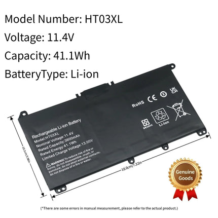 HT03XL Battery For HP Pavilion 14-CE0001LA 14-CE0014TU 14-CE0010CA 14-CE0025TU 14-CE0034TX 15-CS0037T 250 HSTNN-LB8L L11421-421