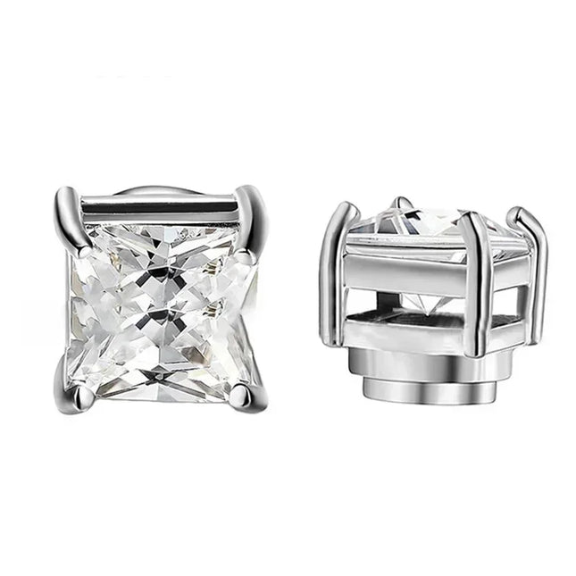 1 Pairs Crystal Strong Magnetic Ear Stud Clip Earrings for Men Women Punk Round Zircon Magnet Earrings - product image 6