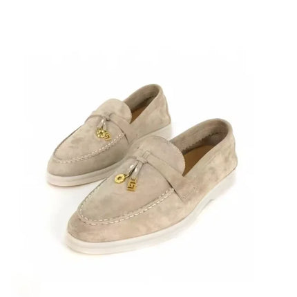 Women's Summer New Casual Hiking Shoes, Women's Deer Leather Driving Hiking Casual Shoes, Flat Loafers, Comfortable Mules