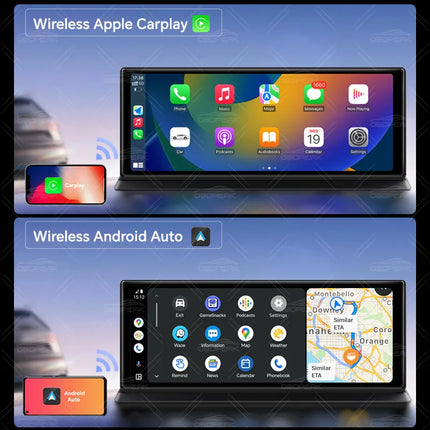 K60 Pro Rearview DVR Android 14 DashCam Wireless CarPlay Android Auto Dual Lens 1080P Video Recorder GPS Navigation WIFI Reverse