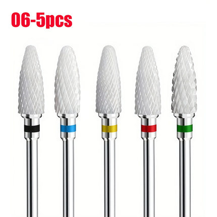 5pcs Ceramic Nail File Drill Bit, Suitable for Removing Gel and Cuticle, Nail Polishing, Professional Nail Tool
