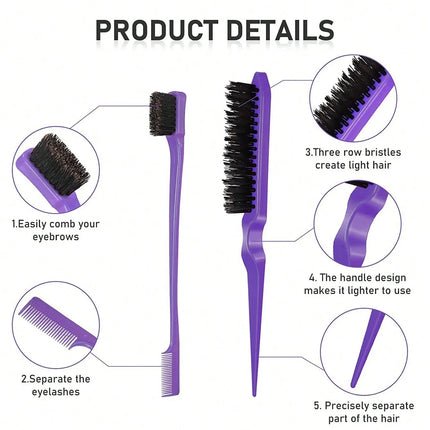 3pcs styling comb set with triple tear hair brush mouse tail comb edge brush,salon hair styling tool Special for real hair wigs