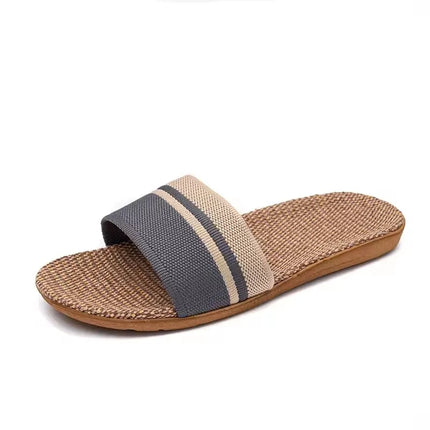 Summer Linen Slippers Non-Slip Breathable Shoes Universal Open-Toe Home Sandals For All Seasons