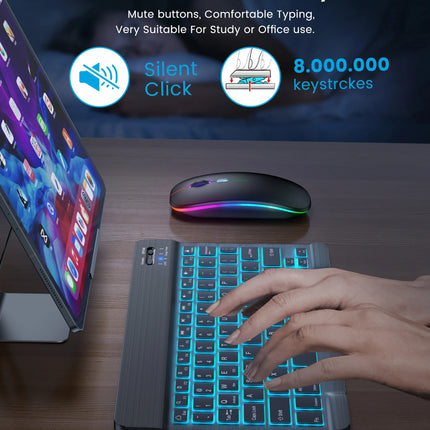 Keyboard and Mouse Set Bluetooth Keyboard+Bluetooth/2.4G Wireless Mouse RGB Backlit Keyboard Mouse Combo - product image from