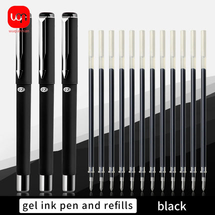 Matte Black 0.7mm Signature Gel Pen Set with Large Capacity Replaceable Refills Business Office Writing Pens