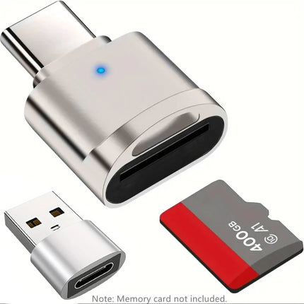 USB-C TF Reader With Zinc Alloy Shell, SD Card Reader with USB-C to USB Adapter, Suitable for Laptop, MacBook - product image