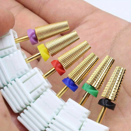 Professional 5 In 1 Golden Tungsten Steel Nail Milling Drill Bits Multi-Functional Carbide With High Hardness Manicure Tool Acce