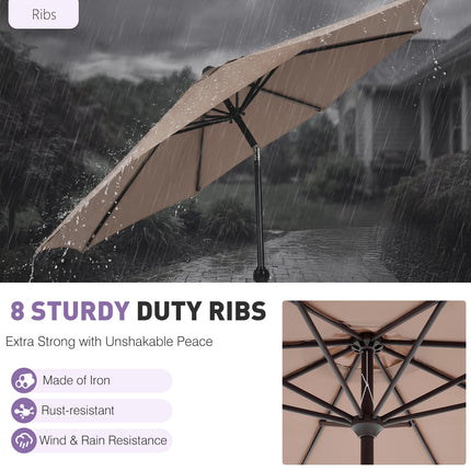 JHK 9ft Patio Umbrella with Tilt and Crank Button 8 Sturdy Ribs Waterproof Patio Table Umbrella for Outdoor Poolside Beach