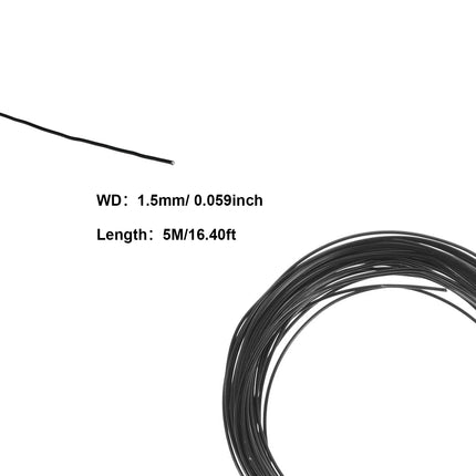 5m/roll Garden Bonsai Shape Aluminum Wire 1.0mm, 1.5mm, 2.0mm, 3mm, 4mm, 5mm Black Six Sizes for Garden and Plant Shapes