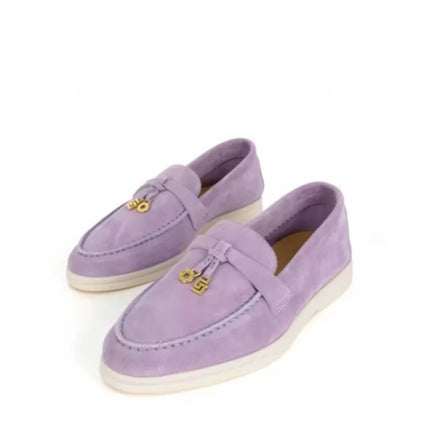 Women's Summer New Casual Hiking Shoes, Women's Deer Leather Driving Hiking Casual Shoes, Flat Loafers, Comfortable Mules