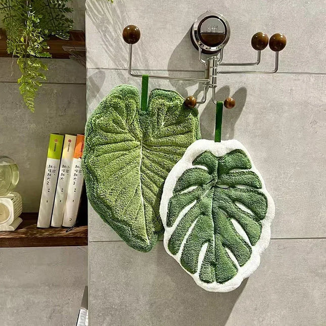 Leaf Hand Towel Absorbent Kitchen Towel Soft Towel Bathroom Accessories Hanging Towels Handkerchief - product image 2