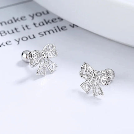 Silver Color Simple Small Rose Star Stud Earrings Tragus Cartilage for Women Hypoallergenic Daily Wear Ear Piercing Jewelry Gift