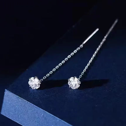 French Luxury Sweet Romantic Long Zircon Tassel Twisted Earrings for Women Temperament Wedding  Banquet Jewelry Gift