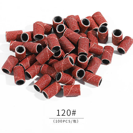 100/50pc Sanding Cap Bands For Electric Manicure Machine 180/120/80 Grit Nail Drill Grinding Bit Files Pedicure Tool Set