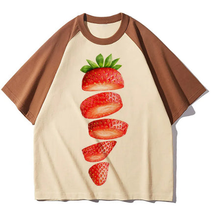 Strawberry t-shirts women elegant Tee girl Japanese graphic streetwear clothing