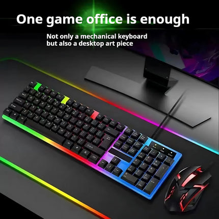 Newly Launched HOT Game Office Universal Light Wired Keyboard And Mouse Set Mechanical Feel Floating High Key Cap - product i
