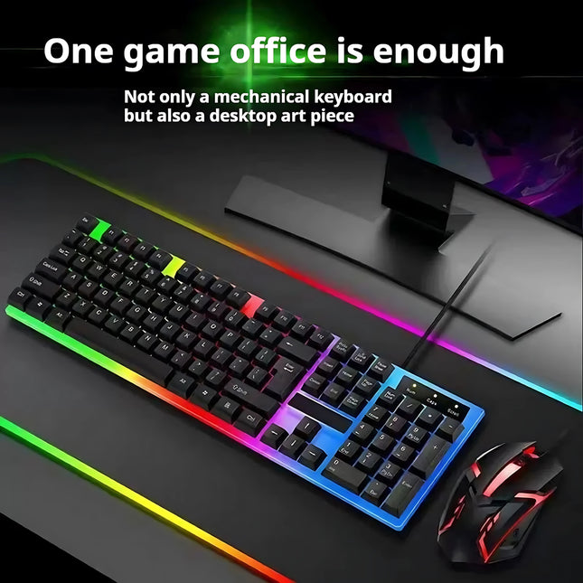 Newly Launched HOT Game Office Universal Light Wired Keyboard And Mouse Set Mechanical Feel Floating High Key Cap - product i