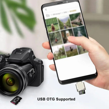 USB-C TF Reader With Zinc Alloy Shell, SD Card Reader with USB-C to USB Adapter, Suitable for Laptop, MacBook - product image