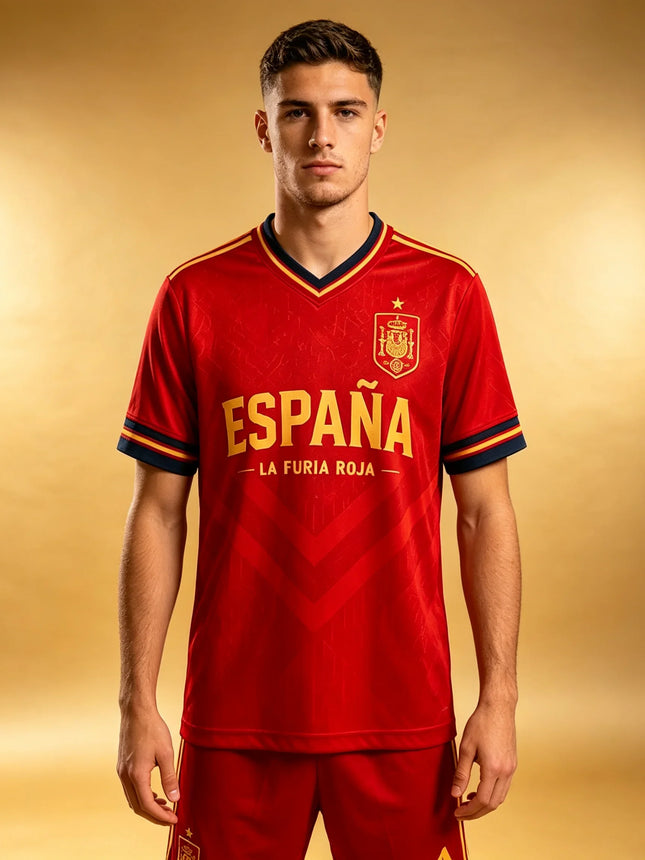 2026 Nueva España ESPAÑA N.º 10 Camiseta de fútbol unisex de secado rápido transpirable LA FURIA ROJA