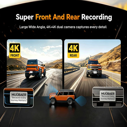 10'' 4K Mirror Dash Cam with 4K Backup Camera Dash Cam Front and Rear for Car with Voice Control WIFI GPS ADAS Night Vision