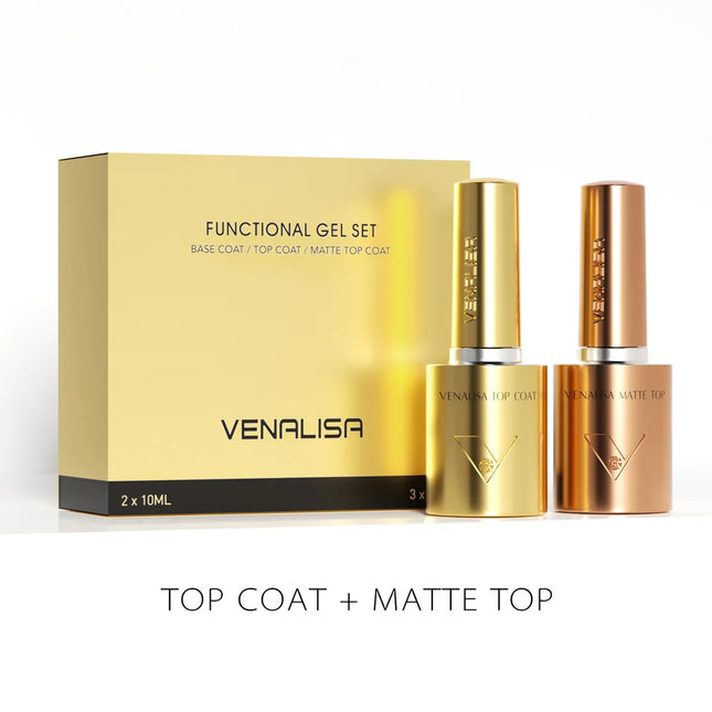 Kit Venalisa 1/2/3 unidades 10ml Esmalte de uñas en gel sin HEMA/TPO Base Ultra Brillante Diamond Tempered Larga duración Top Coat y Barniz en Gel Mate
