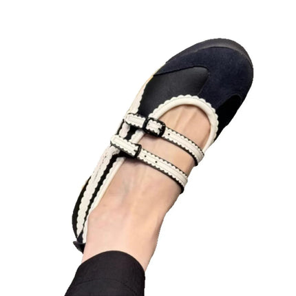 2025 Silver Ballet ShoesSpring New Women's Round Toe Flat Buckle Shallow Casual Sports Daily Office Commuter Ladies Single Shoes