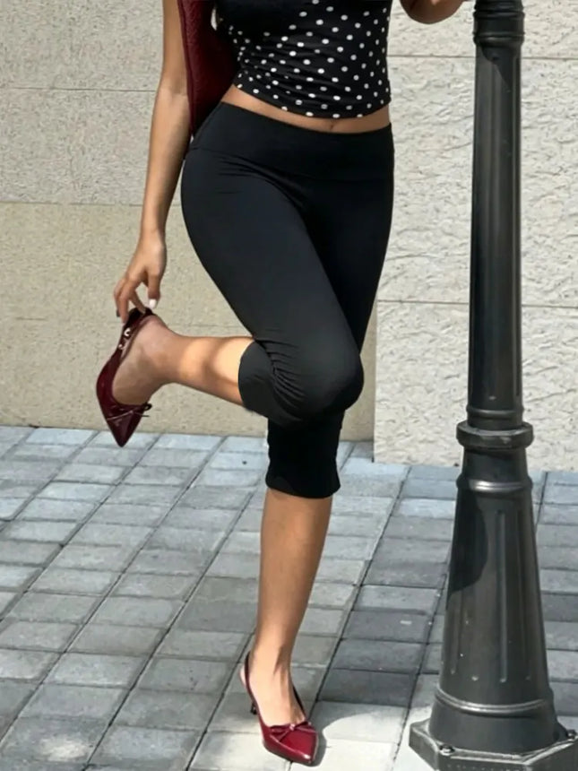 Womens Y2K High Waist Capri Pants Slim Fit Tummy Control Yoga Leggings Soft Fabric Comfortable Clothing - product image 5