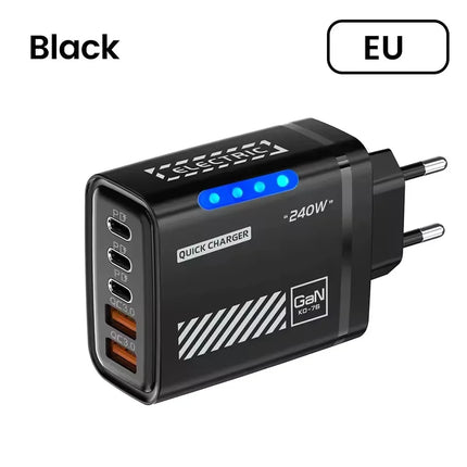 5 IN 1 GaN Desktop Charger For IPhone17 16Pro Laptop Samsung 240W Fast Charging Adapter USB-C To Type-C Cable 3PD - product i