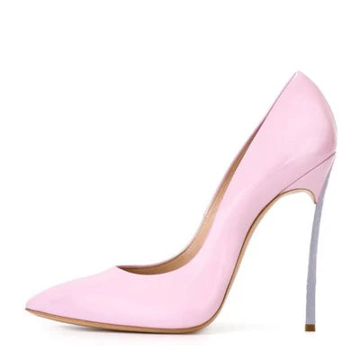 Rose Matte Leather High Heels Stilettos Metallic Heels Women Sexy Pointy Toe 10CM Blade Heels Pumps Slip On Party Ball Shoes