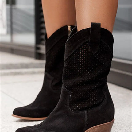 2023 Winter Women's Ankle Boots Designer Fashion High Heel Women's Shoes Burnt Flower Suede Low Sleeve Women's Boot Trend