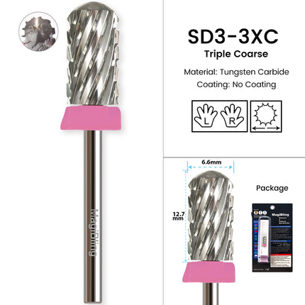 Gold Carbide Nail Drill Bits Milling Cutter Large Barrel Pro Reversed Durable Granding Polishing Tools Accessories 4XC