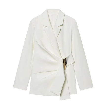 KONDALA Office Lady Chic White Women Blazer Suit Solid Long Sleeve Blazer Long Zipper Pants Fashion 2026 Spring Summer Suit