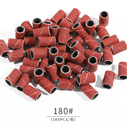 100/50pc Sanding Cap Bands For Electric Manicure Machine 180/120/80 Grit Nail Drill Grinding Bit Files Pedicure Tool Set