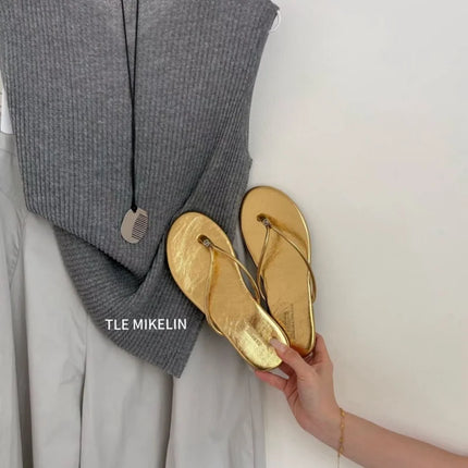 Korean Style Thin Strap Herringbone Flip-flops Summer Sandals 2026 New Anti-slip Lightweight Flat Fashion Toe-post Slippers