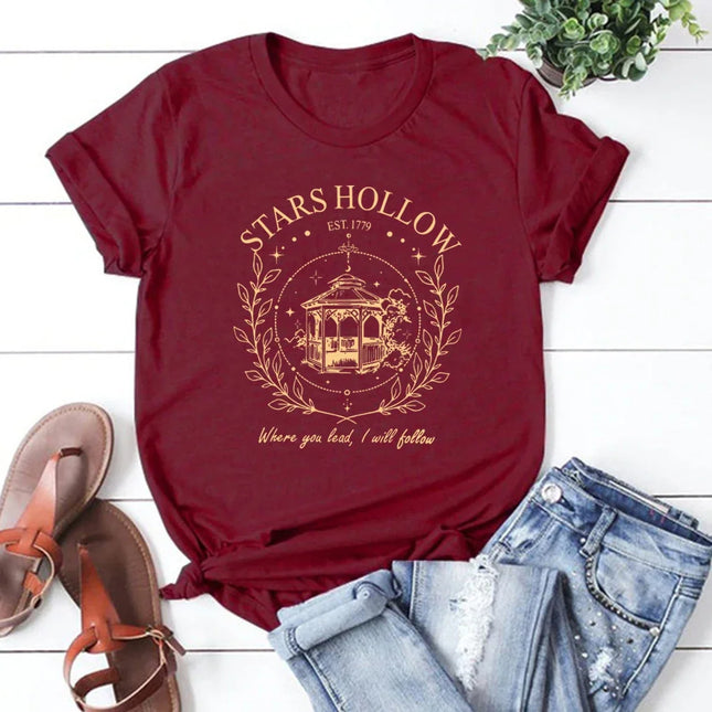 Vintage Stars Hallow T-Shirt Lukes Diner T-Shirt Lässige Kurzarm Damen T-Shirts TV-Show Inspiriertes T-Shirt Streetwear Damen Oberteile