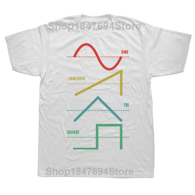 Camisetas de synth nerd con onda tecno y sintetizador analógico vintage, ropa de calle gráfica de manga corta, regalos de cumpleaños, camiseta de verano