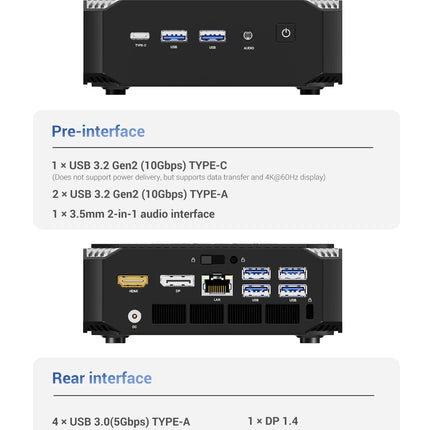 Firebat A6 Mini PC AMD R7 7735HS 8-core 16-thread Computer 16GB LPDDR5 RAM 512GB SSD WiFi 6 BT5.2 Mini PC 4K Desktop Computer