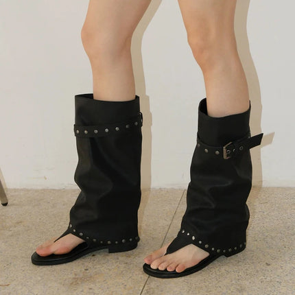 Women's Cool Boots Sandals Flats Shoes Clip Toe Slippers Summer 2026 Designer Flip Flops Walking Sport Shoes Fashion Long Botas
