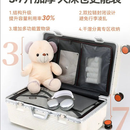 2026 New Aluminum Frame Luggage, Large Capacity Durable Trolley Suitcase for Men Women, Carry On Travel Suitcase