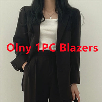Elegant Office Lady Business Suit Set Blazers 2026 Spring New Women's Clothing Suit Jacket Casual Pants Set Wide Leg Suit Pants
