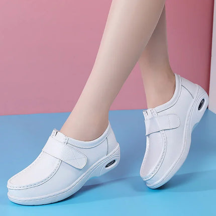 Women Platform Wedges Casual White Shoes Soft Nurse Work Shoes Hollow Out Breathable Comfort Non-slip Nursing Shoes