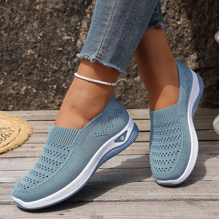 Women's Breathable Knit Sneakers Spring Summer Lightweight Casual Walking Shoes Microfiber Durable All Season Outdoor Daily
