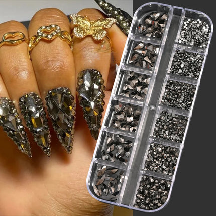 12Grids Mini Caviar Beads Nail Art Decorations Metal Gold/Silver Micro Ball Nail Charms Magnetic Pen 0.5~3mm Ball Nail Jewelry
