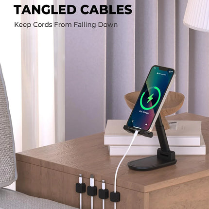 iLMH Non-magnetic Strong Cable Clips Adjustable Cord Holder, Adhesive Under Desk Mgmt Organizer, Home Office Car Wall Desktop