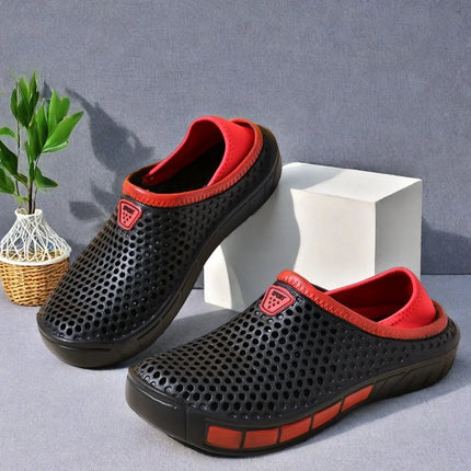 Men's lightweight casual slip-on sandals, non-slip indoor and outdoor beach clogs, simple solid color slip-on shoes