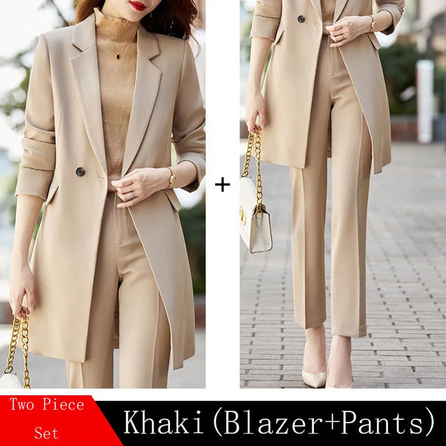 High End Office Professional Women's Blazer Pants 2-Piece Set Fall Fashion Long Female Jacket Over - product image 7
